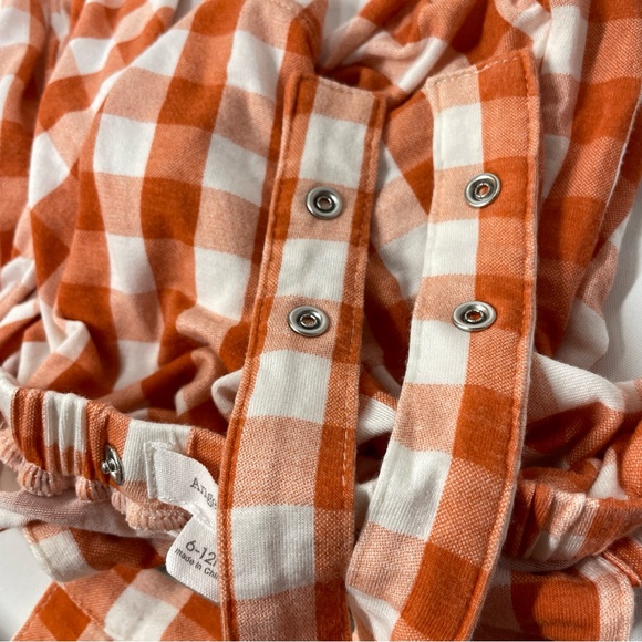 Angel Dear 6-12mo Orange and White Gingham Fall Thanksgiving Dress Bamboo NWOT - Picture 5 of 7
